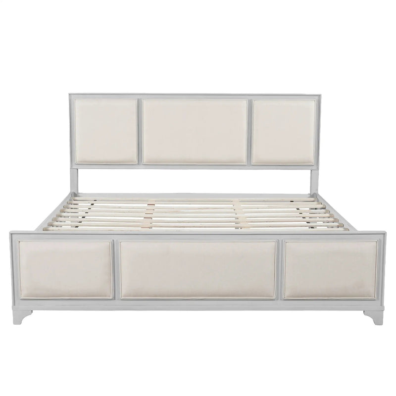King Size Bed Frame with Upholstered Headboard by HouseOfZazla
