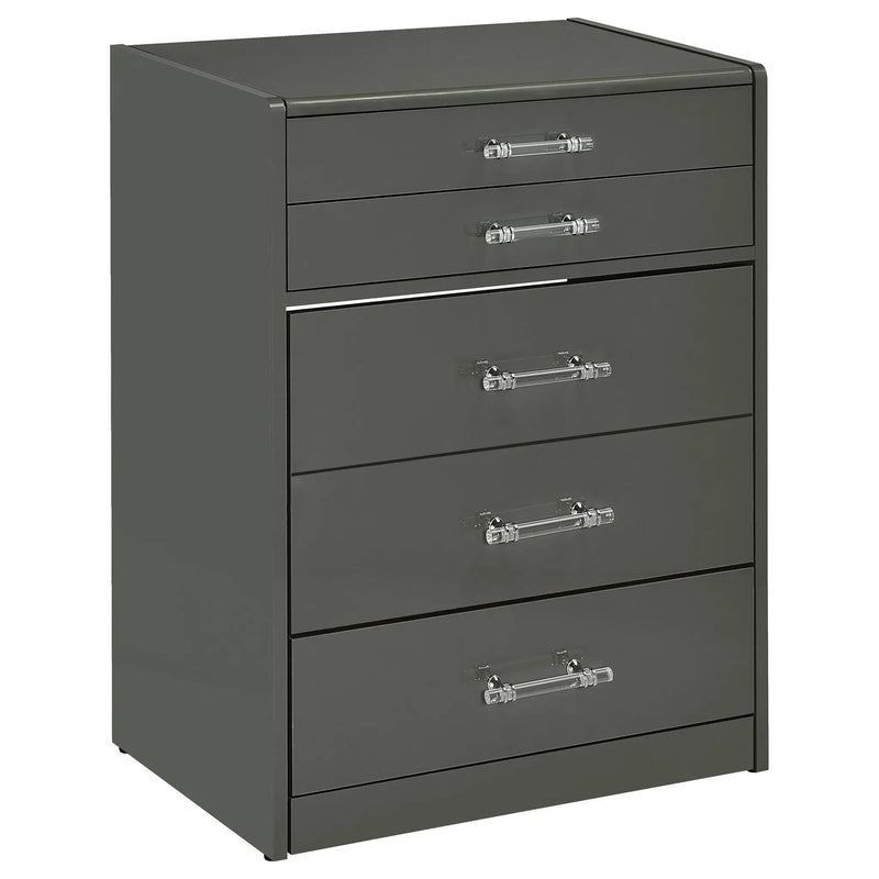Danbury 3-drawer Makeup Vanity & Stool Set Grey High Gloss by Unique Piece Furniture