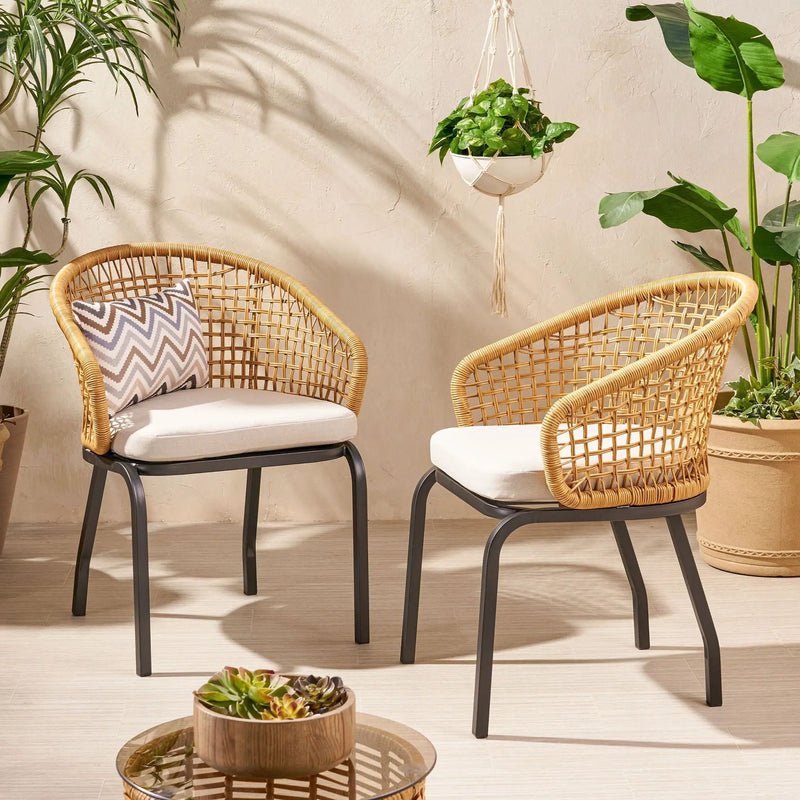 Outdoor Wicker Chair with Powder Coated Iron Legs by HouseOfZazla