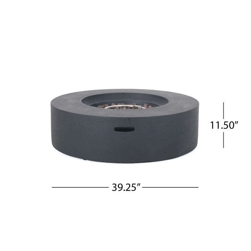 Modern Lightweight Concrete Outdoor Circular Fire Pit 50,000 BTU by HouseOfZazla