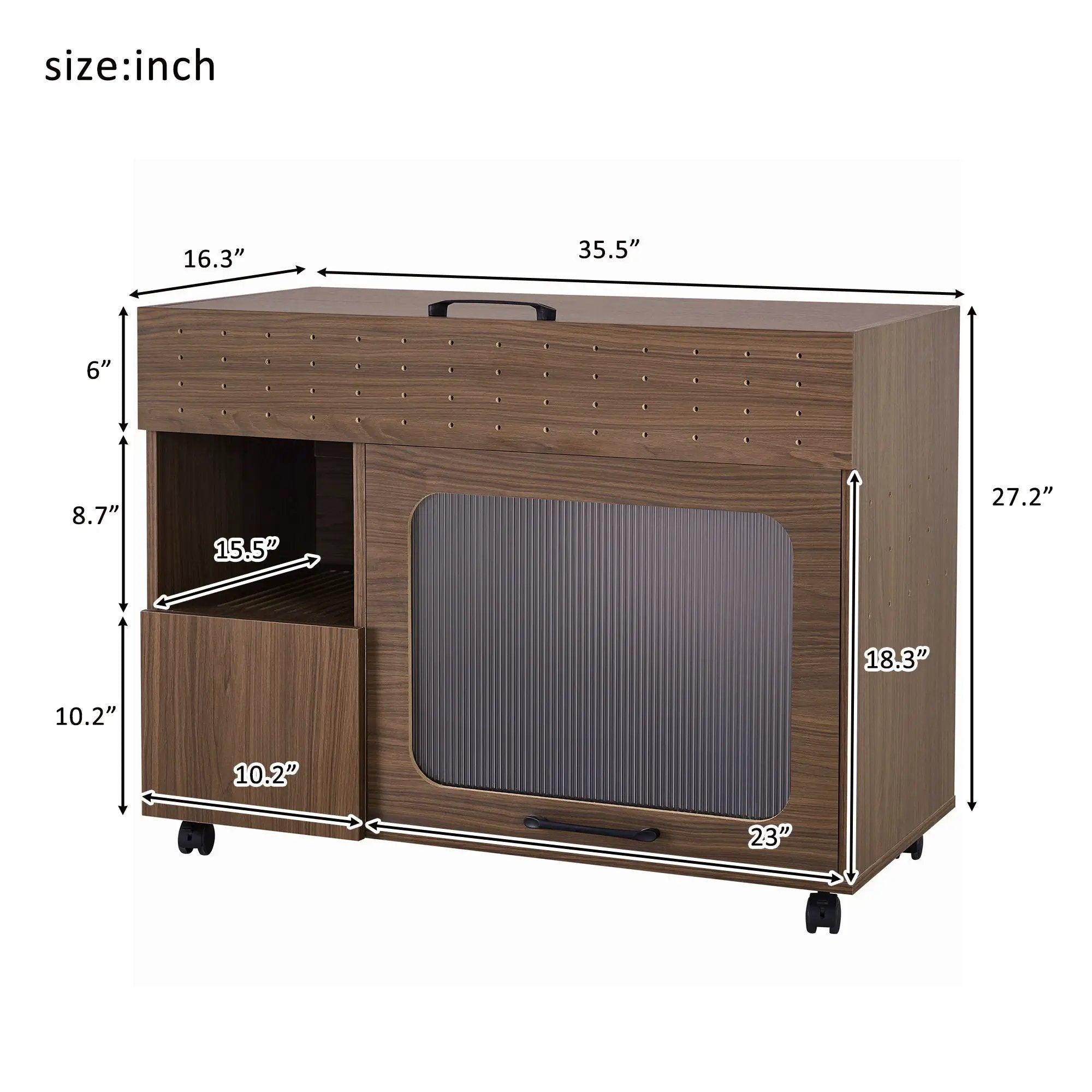 Furniture Style Multi Use Cat Litter Box House With Storage - Walnut