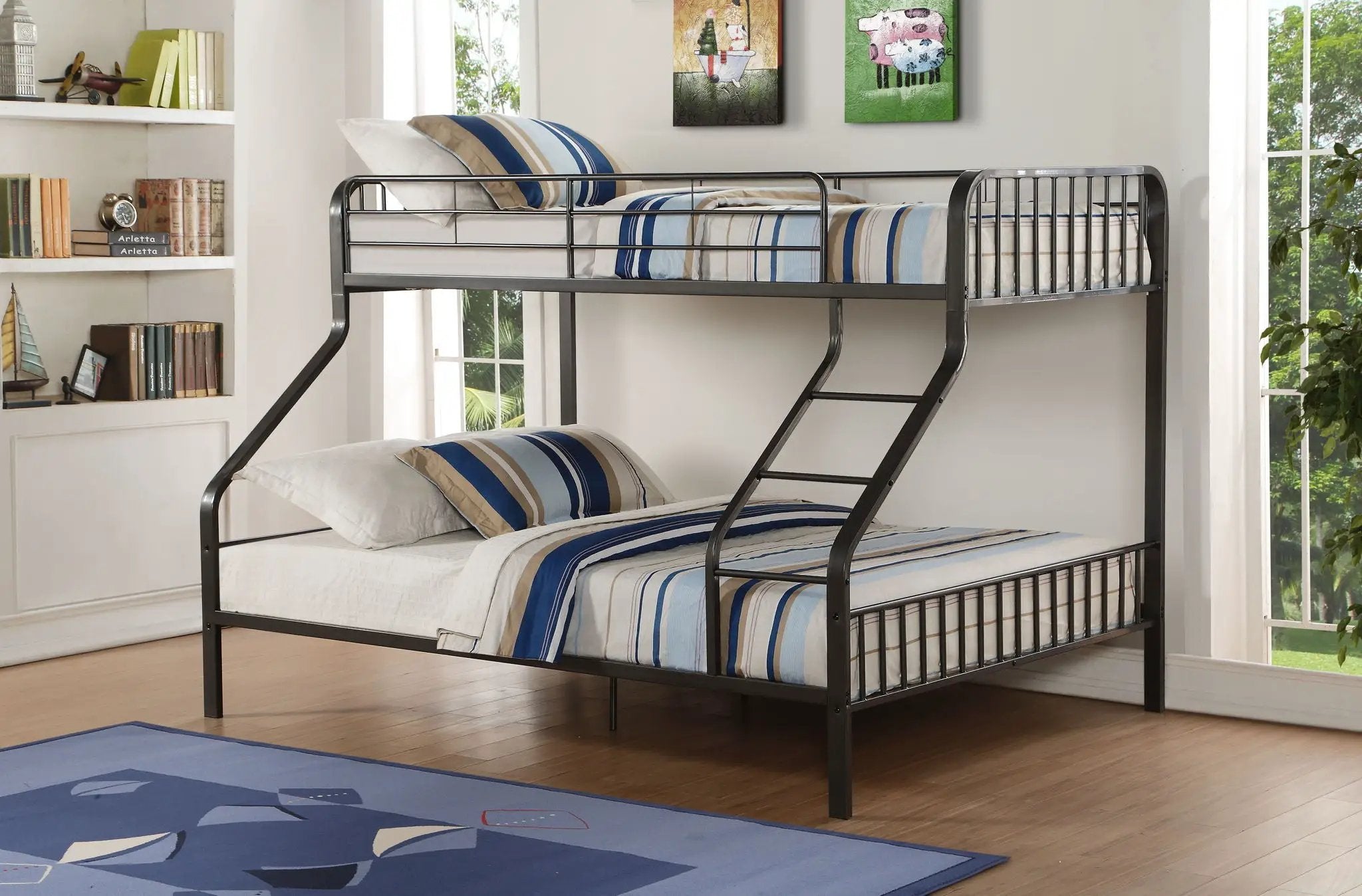 Caius - Twin Long Queen Bunk Bed - Gun by Unique Piece Furniture