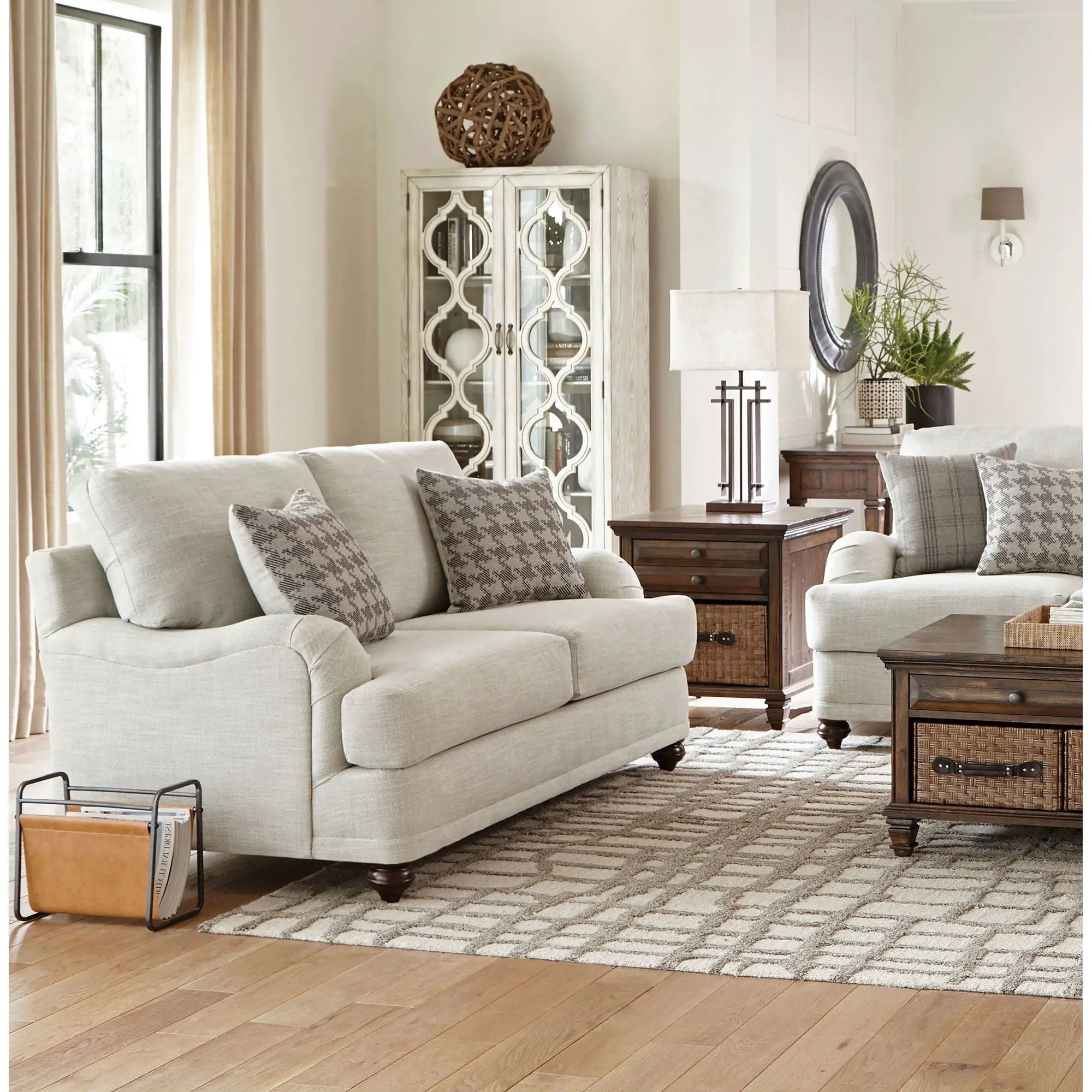 Brewster - Upholstered Loveseat With English Arms - Light Gray by HouseOfZazla