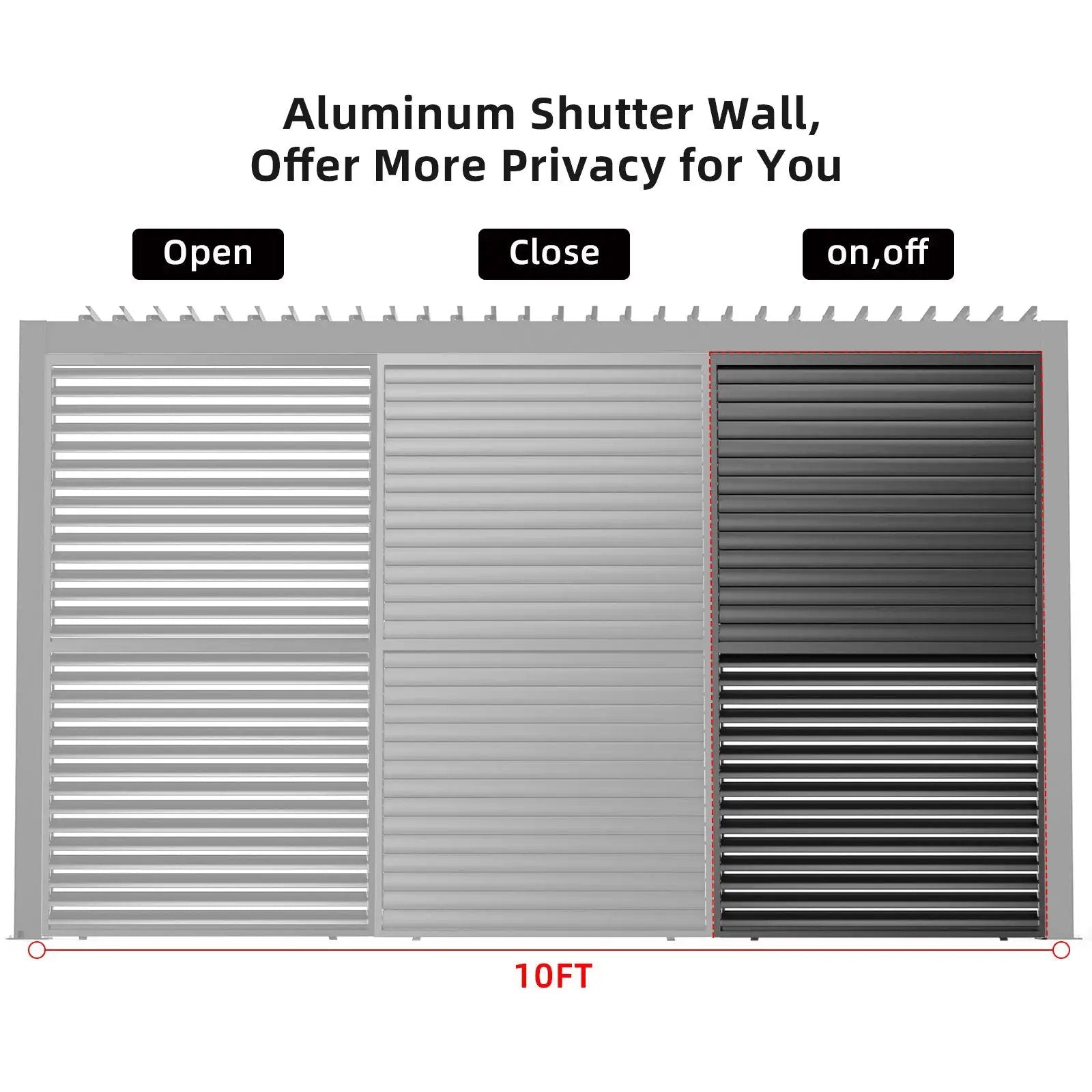 Louver Grille 1 / 3 10Ft Frame & Louvers - Black by HouseOfZazla
