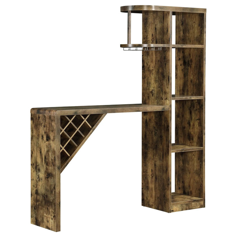 Kady - 5 Shelf Home Bar Table With Wine & Stemware Storage - Brown by HouseOfZazla