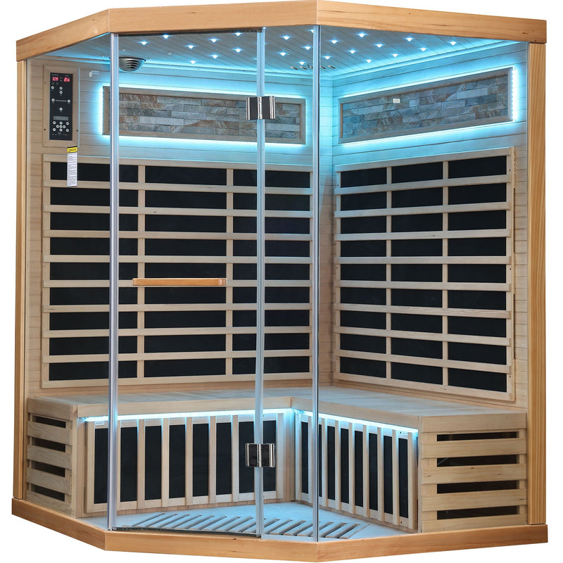 Pentagonal Sauna Room With Carbon Heating Plates - American White Oak by HouseOfZazla