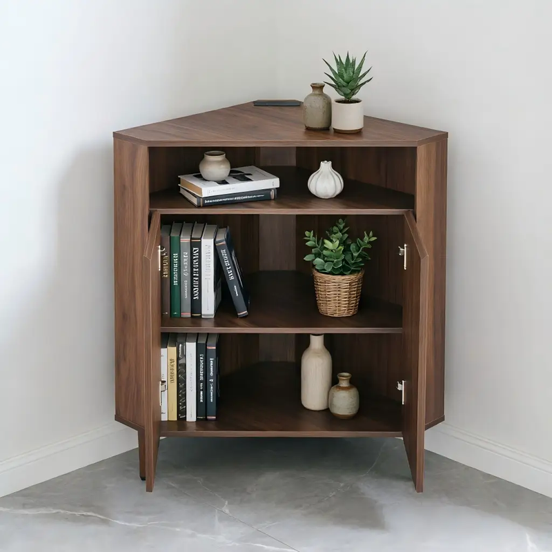 Modern Narrow Wooden Corner Storage Cabinet by HouseOfZazla