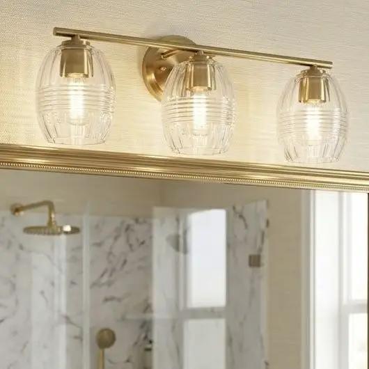 Luster - 3 Lights Vanity With Clear For Bathrooms Above Mirror Wall Lamp Satin - Clear / Gold by Unique Piece Furniture