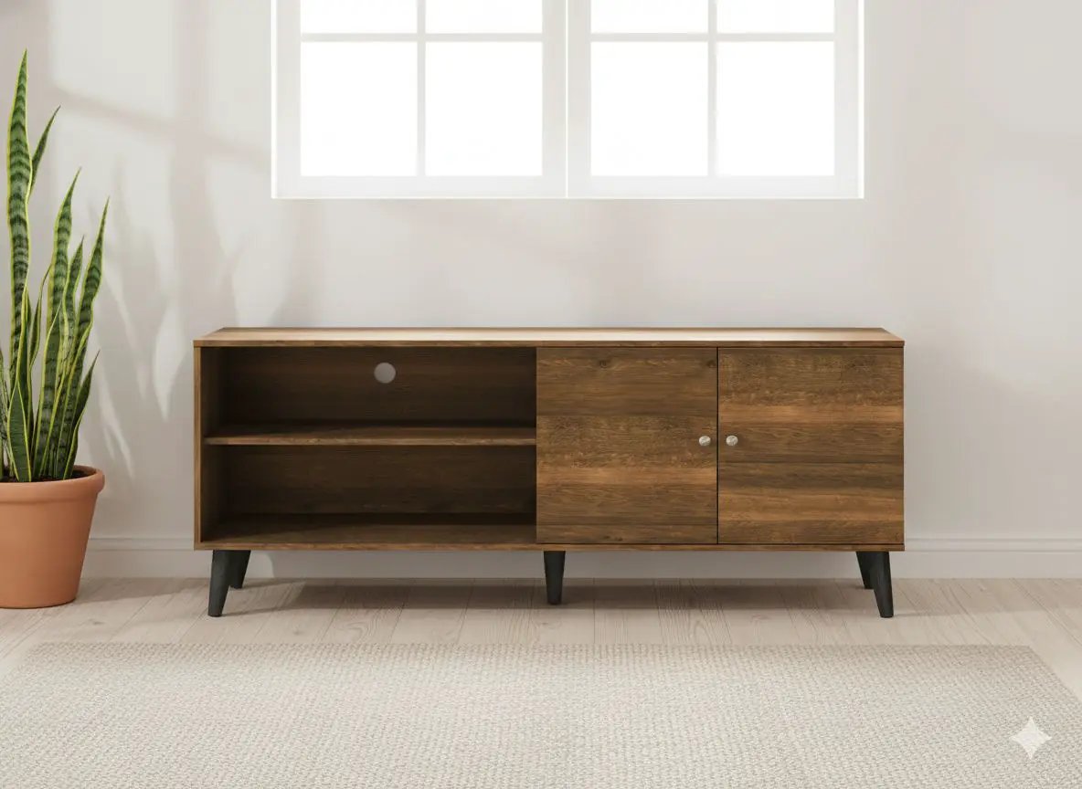 Amidon - TV Stand, With 2 Storage Shelves And 1 Cabinet by HouseOfZazla
