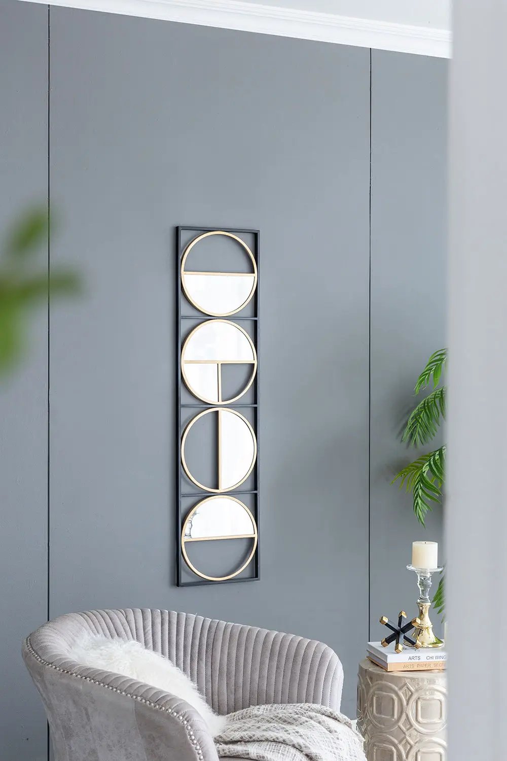 Eclectic Styling Metal Beaded Wall Mirror With Contemporary Design For Bedroom, Liveroom & Entryway by HouseOfZazla