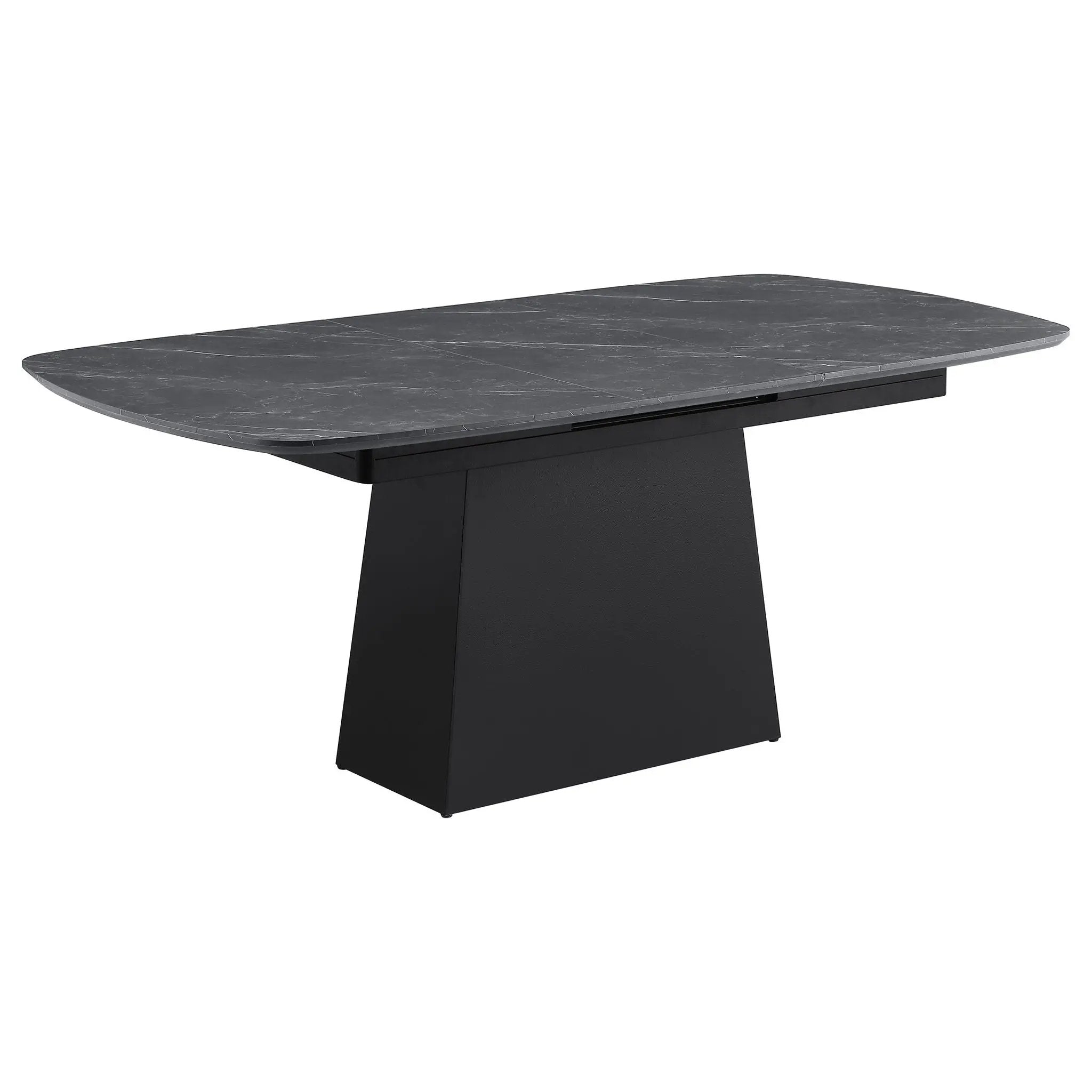 Potero 73-inch Faux Marble Extension Leaf Dining Table Black by Unique Piece Furniture