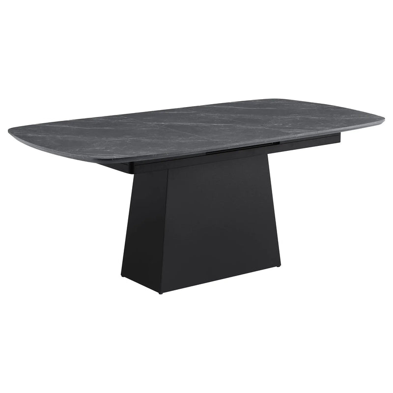 Potero 73-inch Faux Marble Extension Leaf Dining Table Black by Unique Piece Furniture