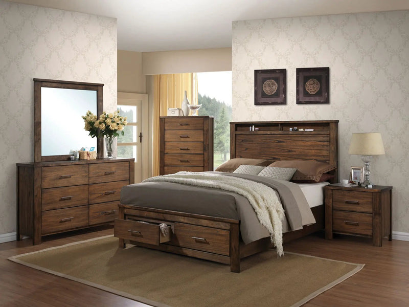 Merrilee Eastern King Bed With Storage - Oak by HouseOfZazla