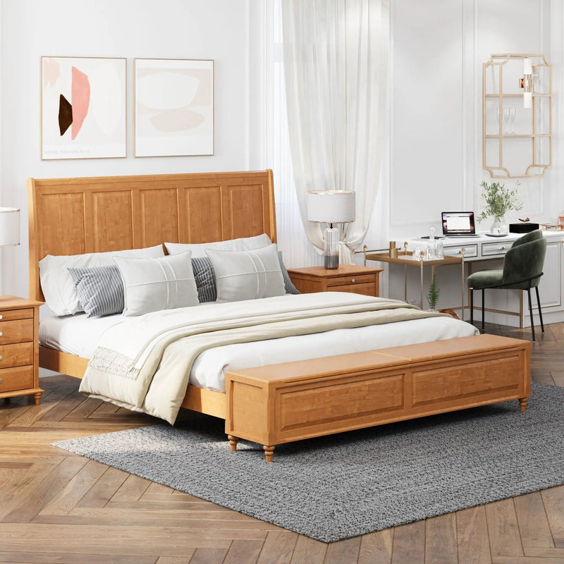 Sleigh Bed Frame With Tall Headboard And Storage Bench by HouseOfZazla