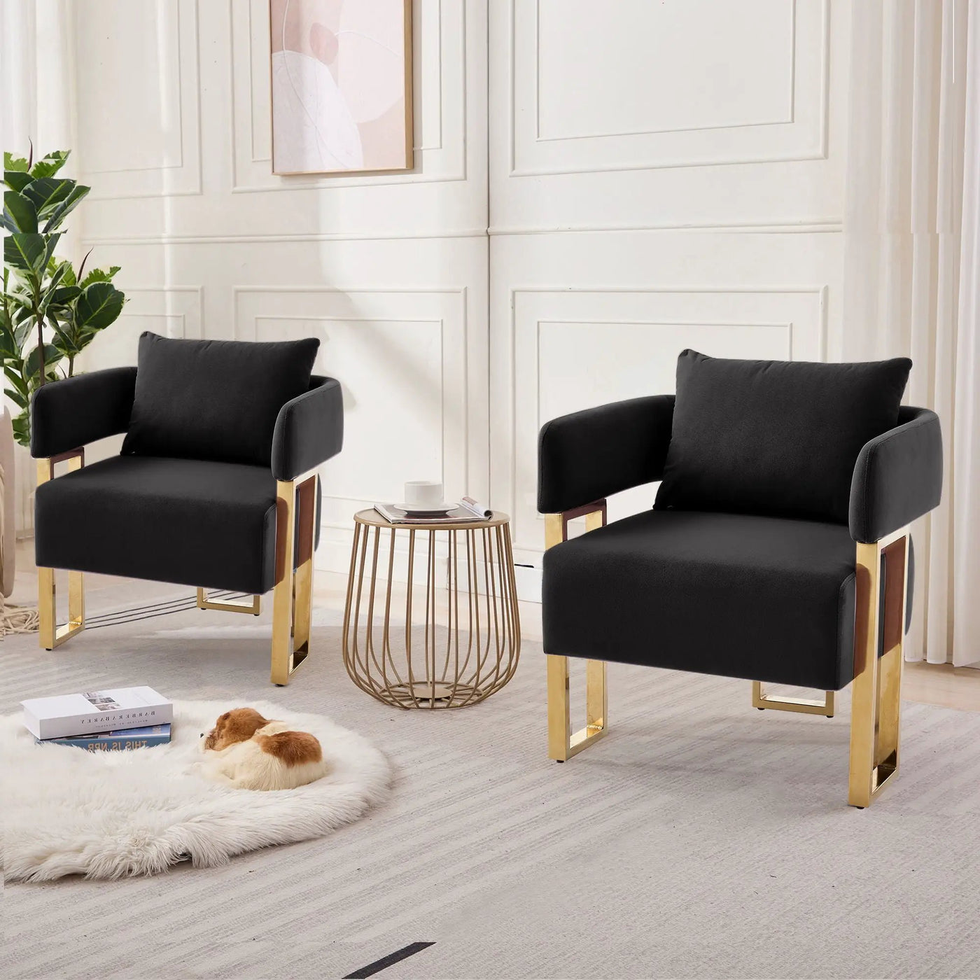 Modern Classic Design Decorative Chair Teddy Fleece Upholstered And Metal Foot by Unique Piece Furniture