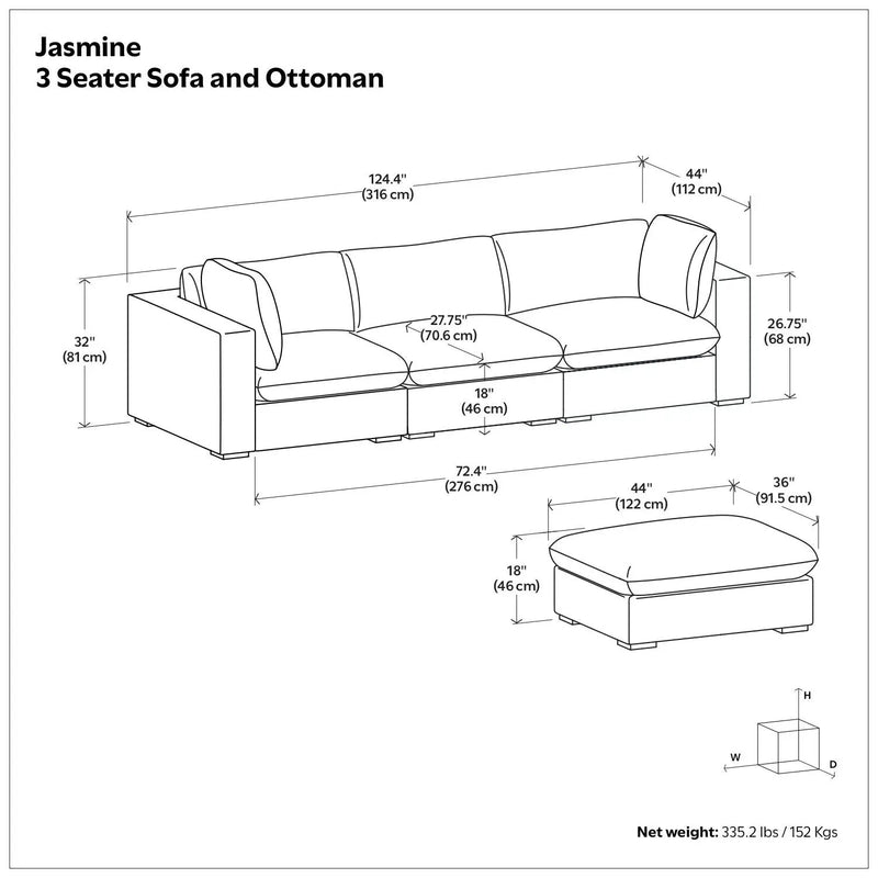 Jasmine - Handcrafted Sofa And Ottoman by Unique Piece Furniture