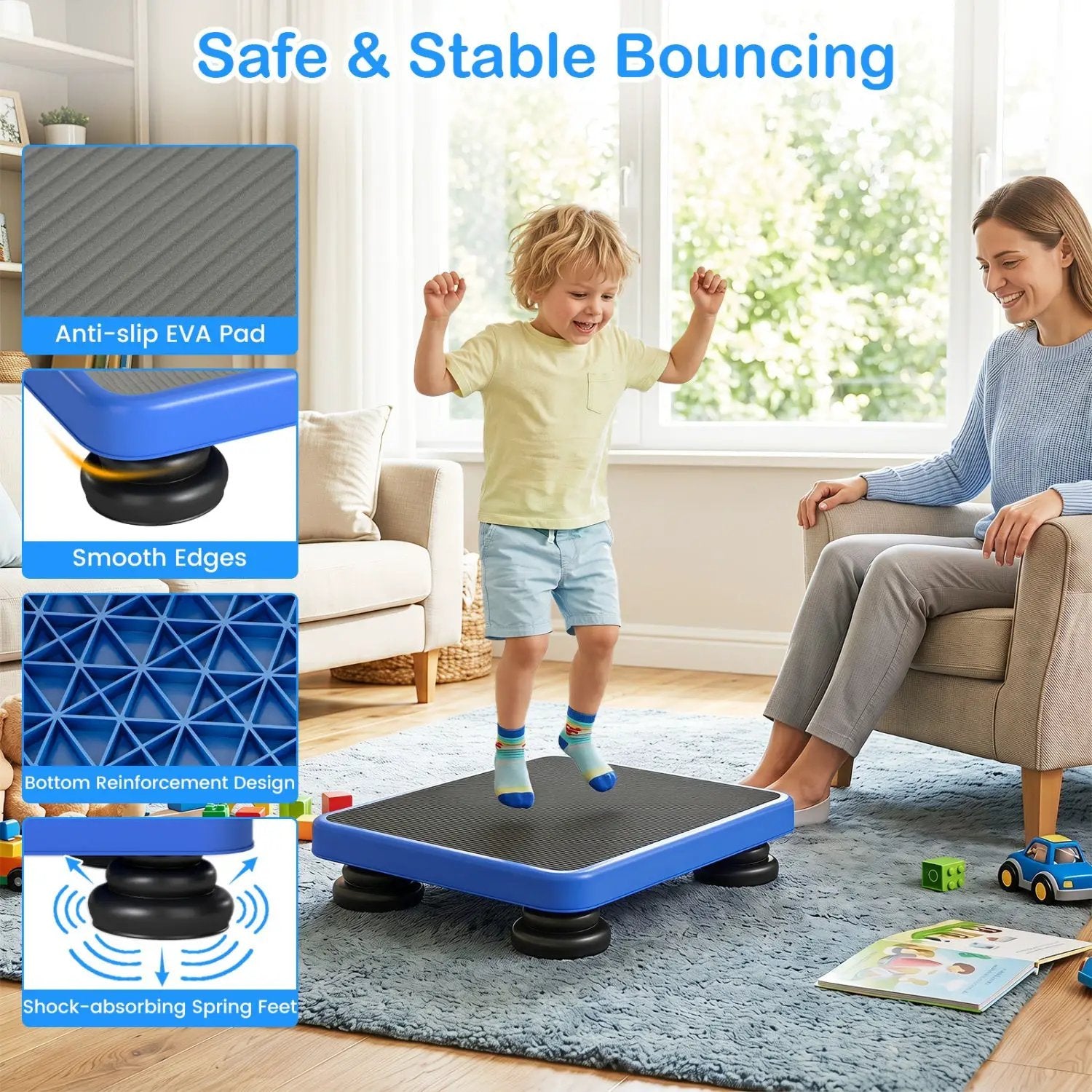 Kids Rebounder Bouncing Board 24x20" with Elastic Ropes by DirectDeals
