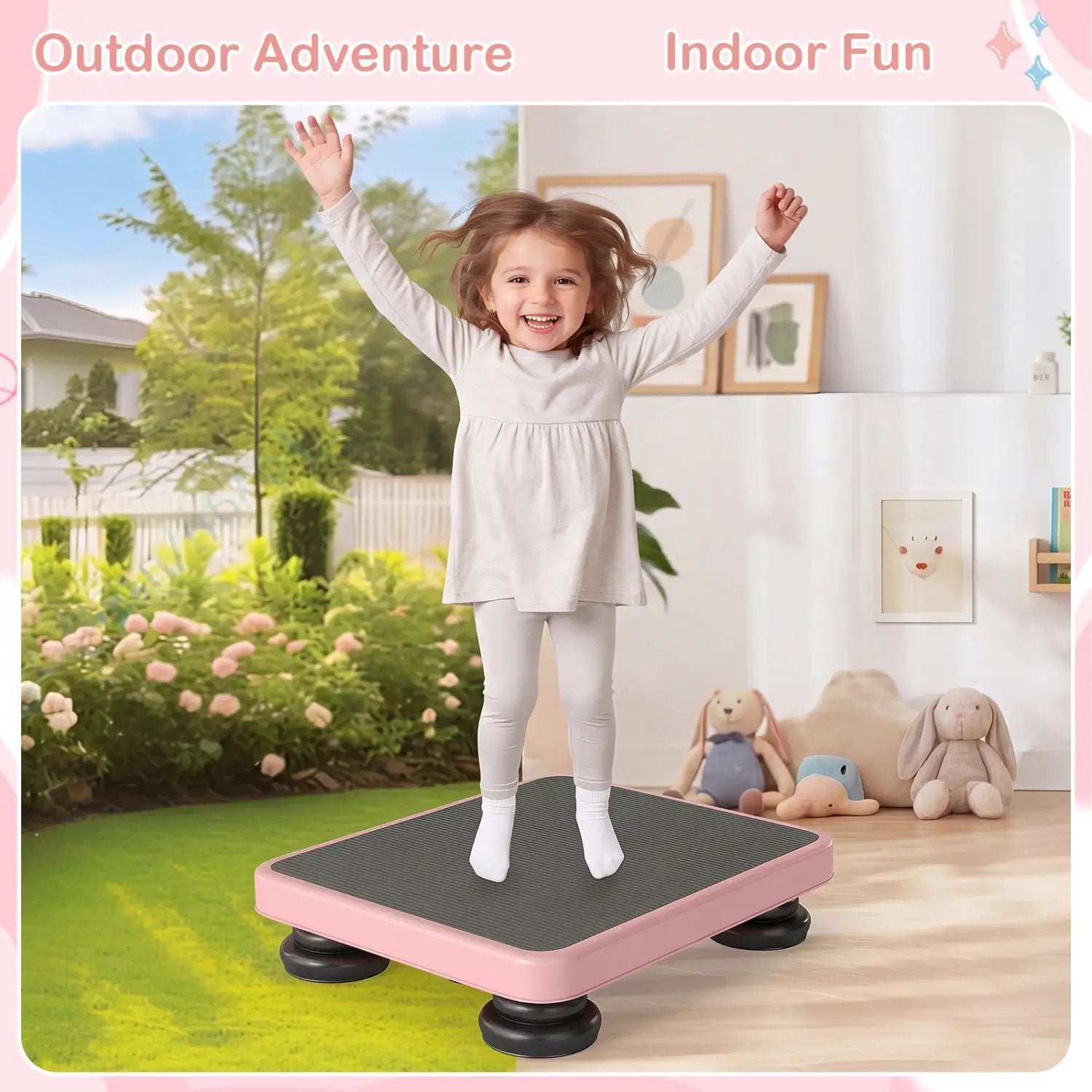 Kids Rebounder Bouncing Board 24x20" with Elastic Ropes by DirectDeals