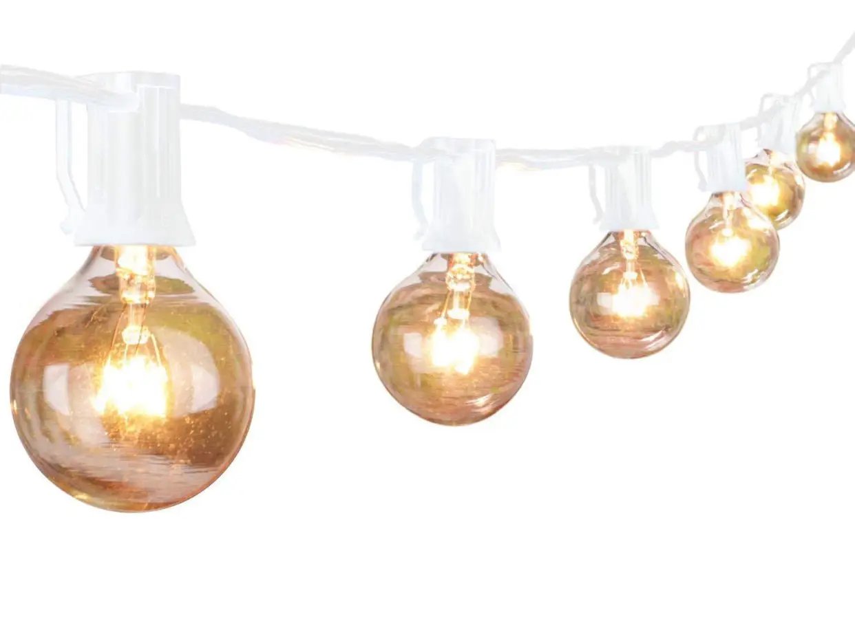 25 Ft Plug-In Outdoor String Light G40 Globe Patio Lights with 26 Edison Glass Bulbs Hanging Light by Outdoor Solar Outlet