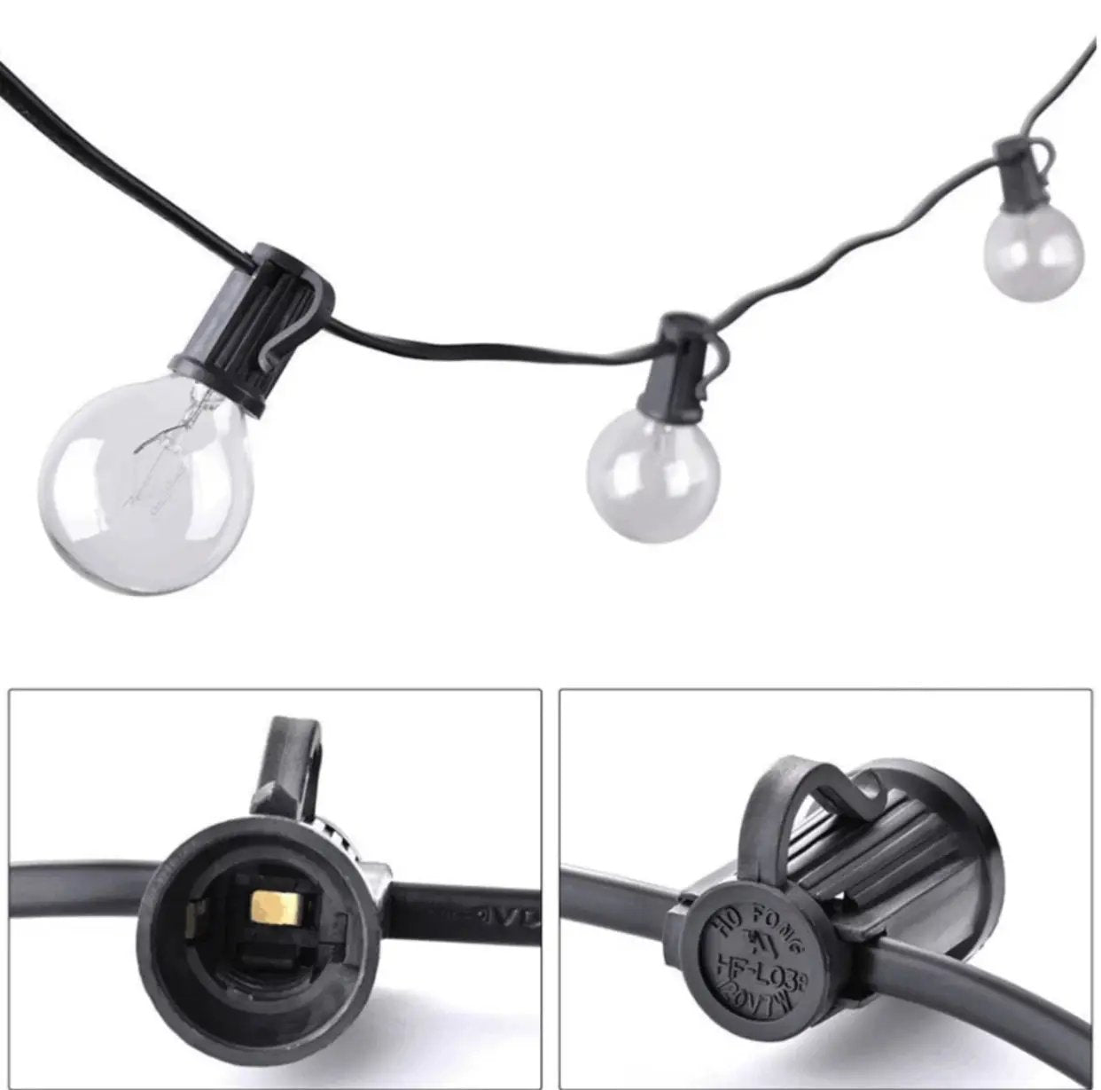 25 Ft Plug-In Outdoor String Light G40 Globe Patio Lights with 26 Edison Glass Bulbs Hanging Light by Outdoor Solar Outlet