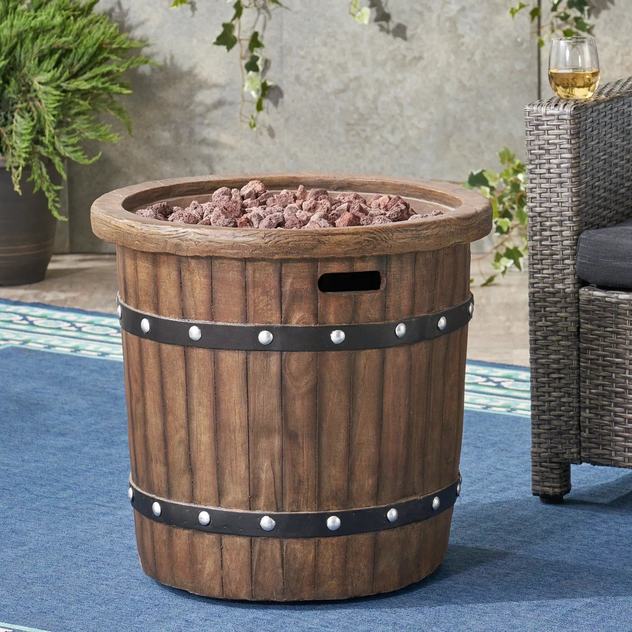 Alora 25-Inch Round 40K BTU Liquid Propance Concrete Fire Pit (SAK88764) by SAKSBY WHOLESALE