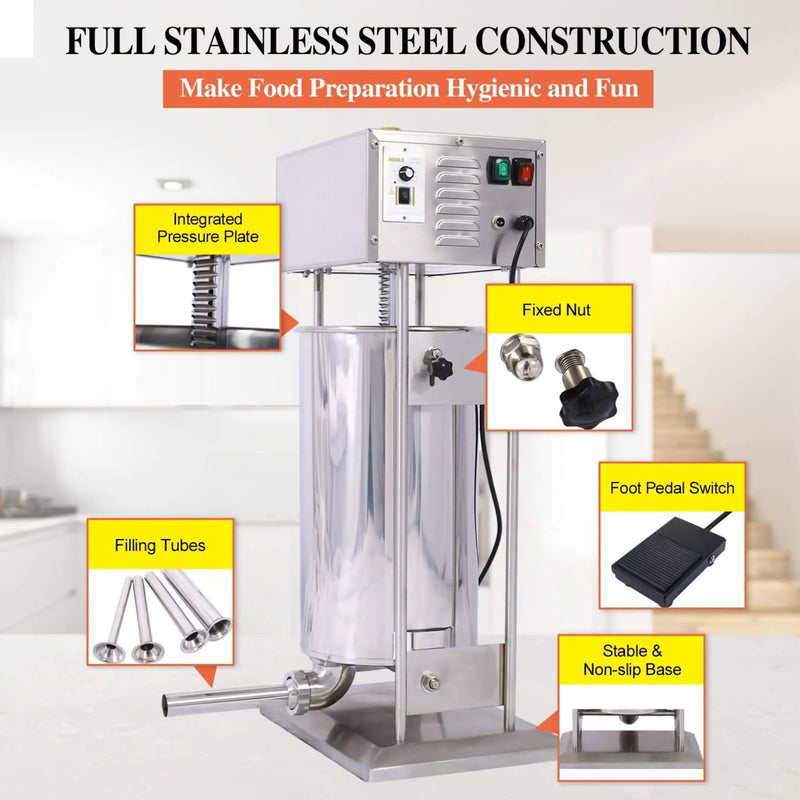 25L Commercial Electric Stainless Steel Sausage Maker Stuffer (SAK29537) by SAKSBY WHOLESALE
