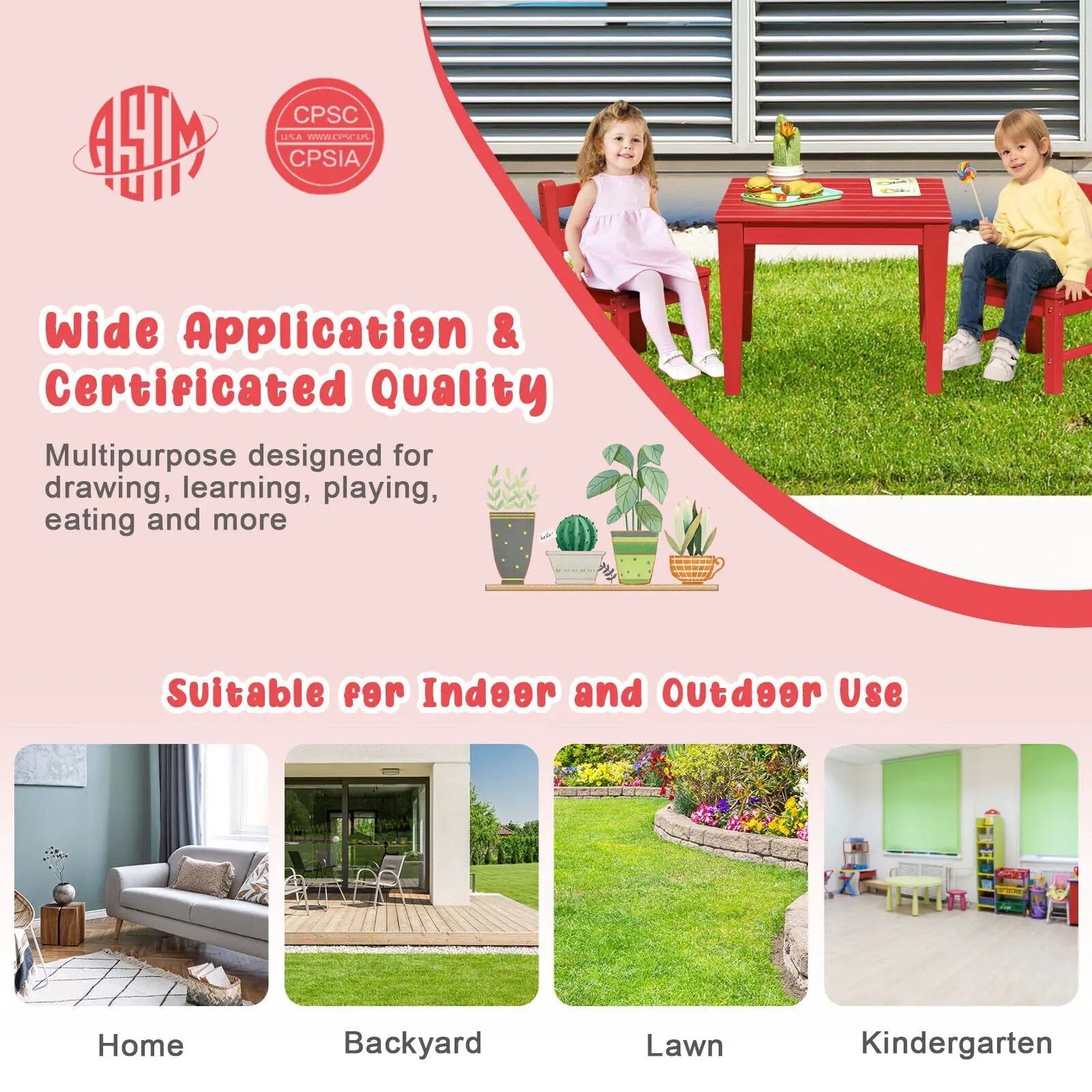 25.5 Inch Square Kids Activity Play Table by DirectDeals
