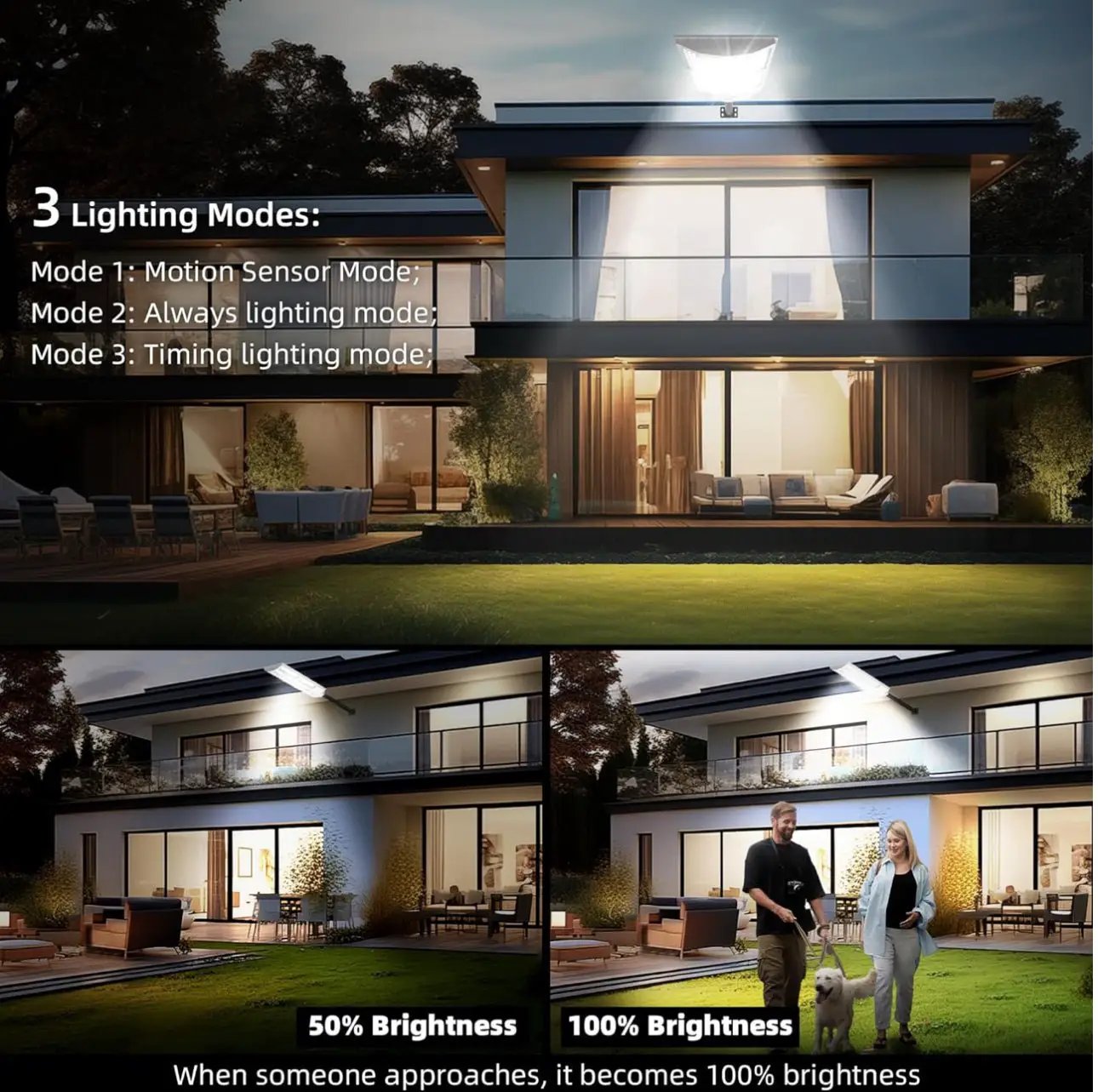 2500W Solar Street Light Outdoor Waterproof, 6500K Motion Sensor Lights Dusk to Dawn, 200,000LM Wall Light with Remote Control by Outdoor Solar Outlet