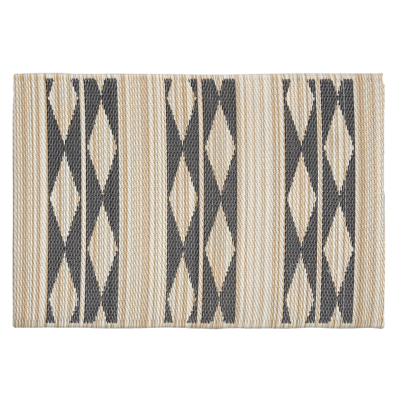 Cairo Natural & Black Outdoor Doormat – 24" x 36" Non-Slip, Recycled Plastic by Fab Habitat