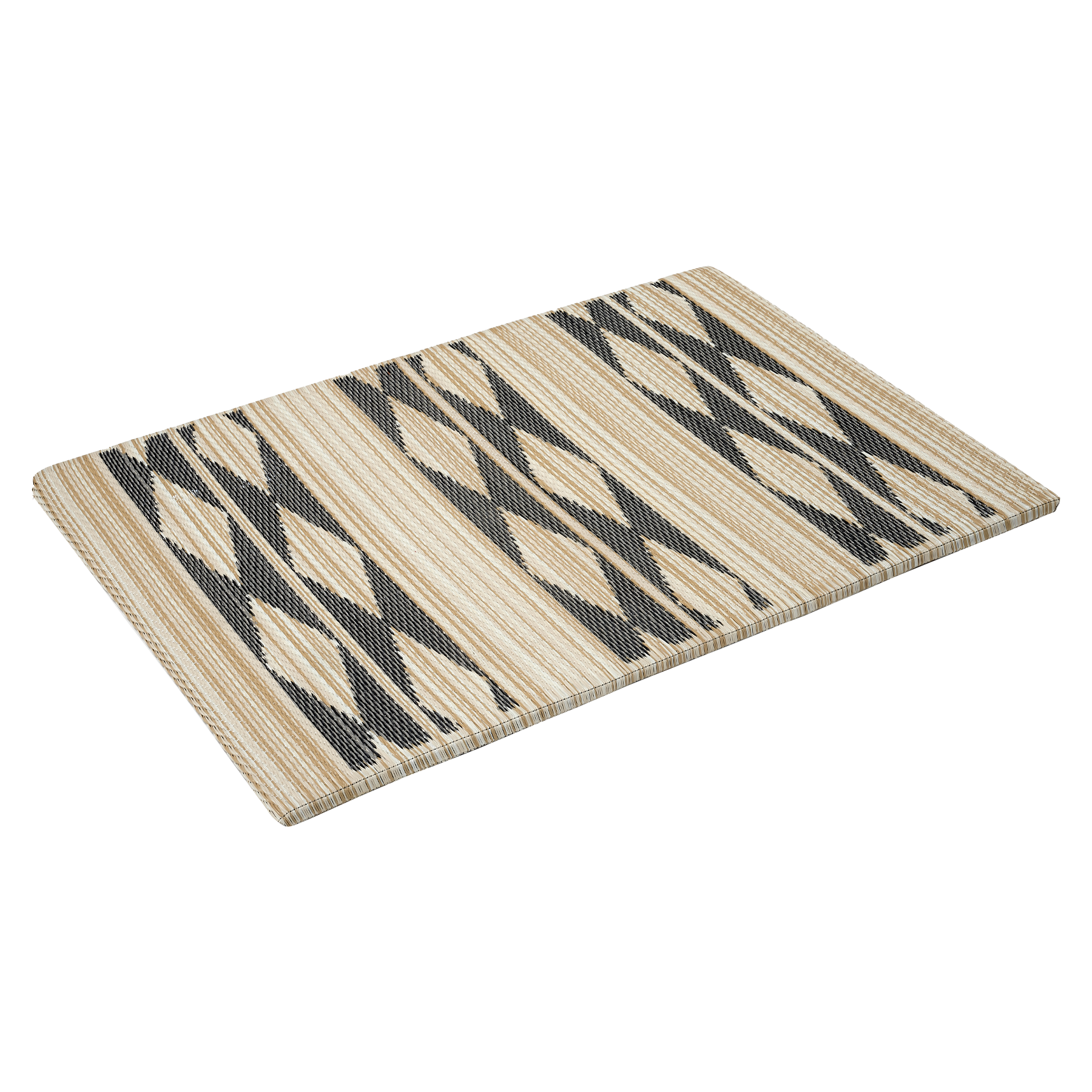 Cairo Natural & Black Outdoor Doormat – 24" x 36" Non-Slip, Recycled Plastic by Fab Habitat