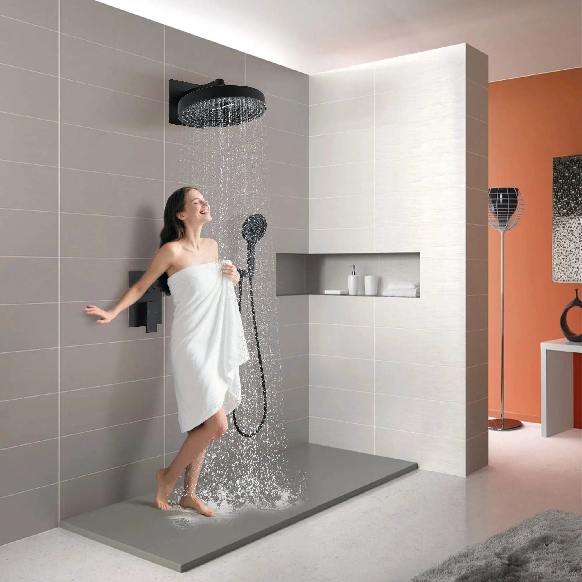 Concealed Shower System 2 Function Set With Control Valve - Matte Black by HouseOfZazla