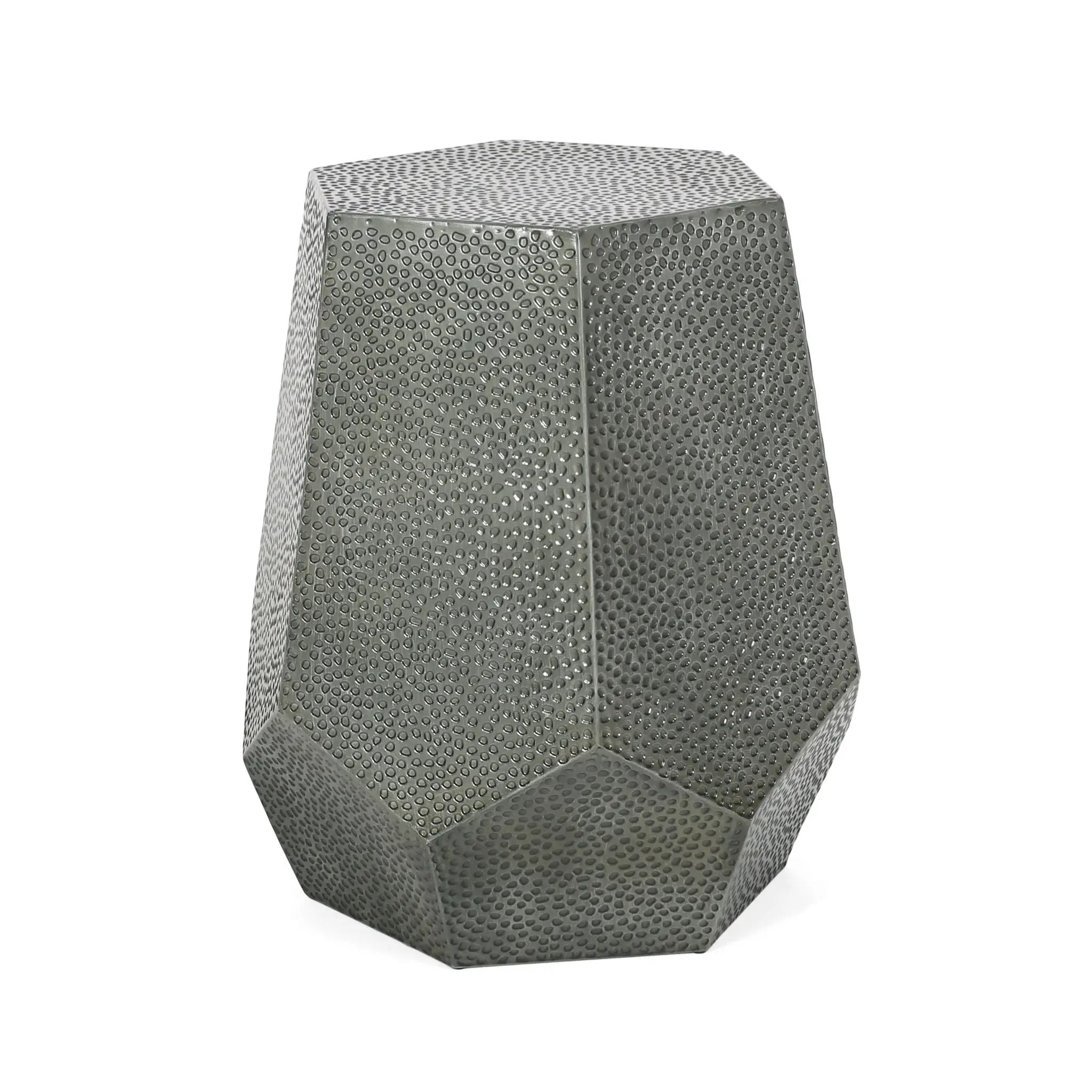 Modern Hammered Iron Geometric End Table by HouseOfZazla