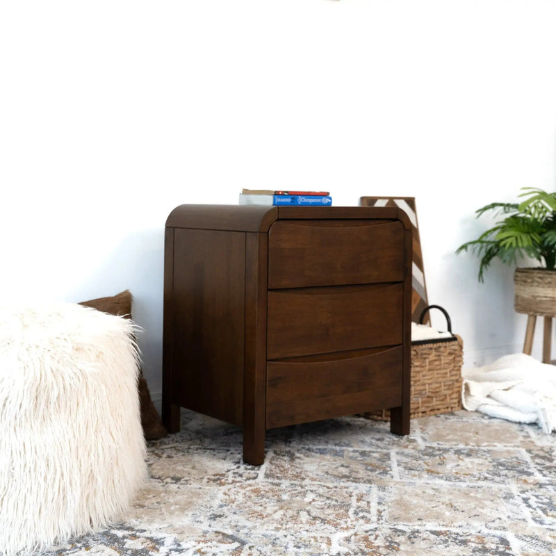 Lionel - Nightstand 3 Drawer Bed Side Table - Brown by HouseOfZazla