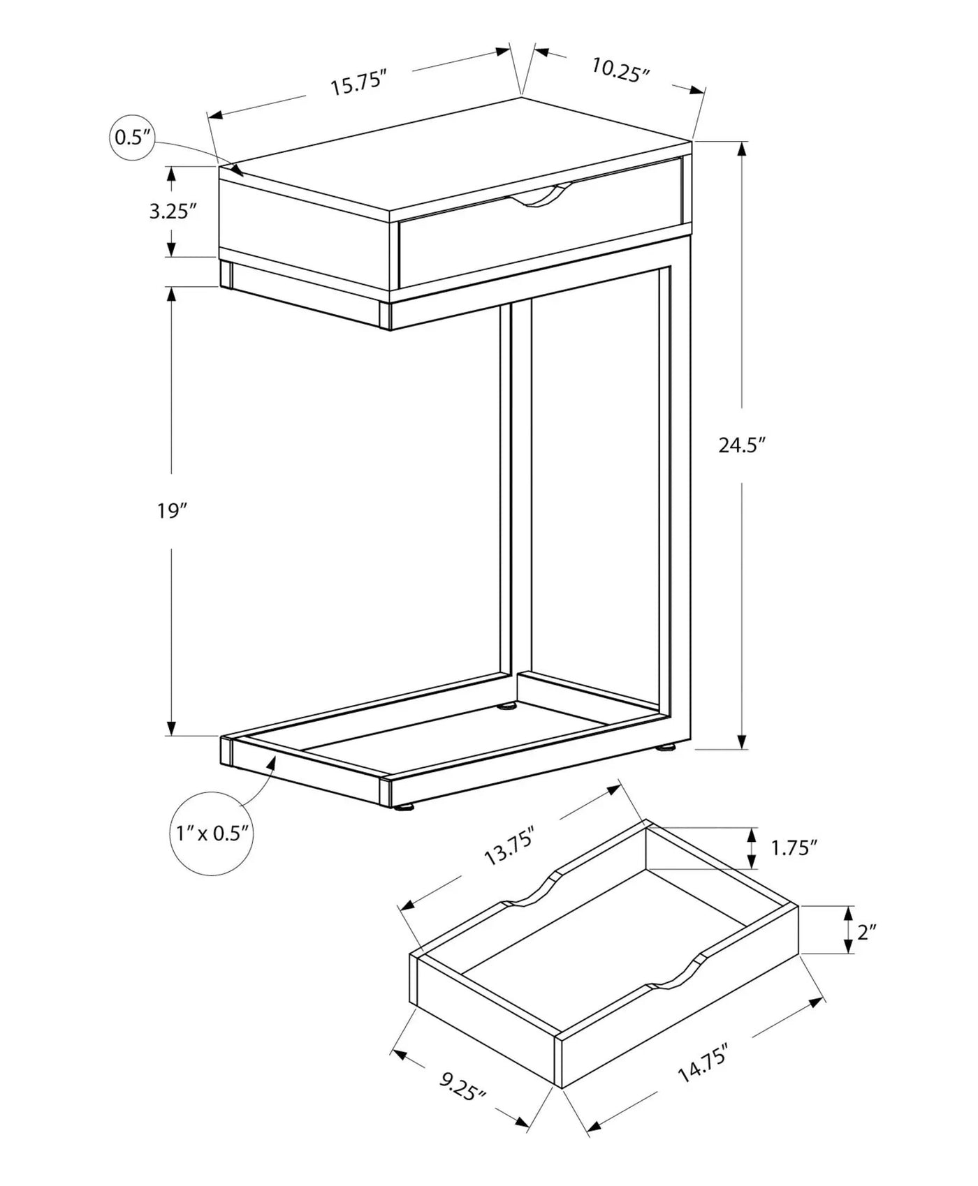 Accent Table, C - Shaped Contemporary Elegant Desig by Unique Piece Furniture