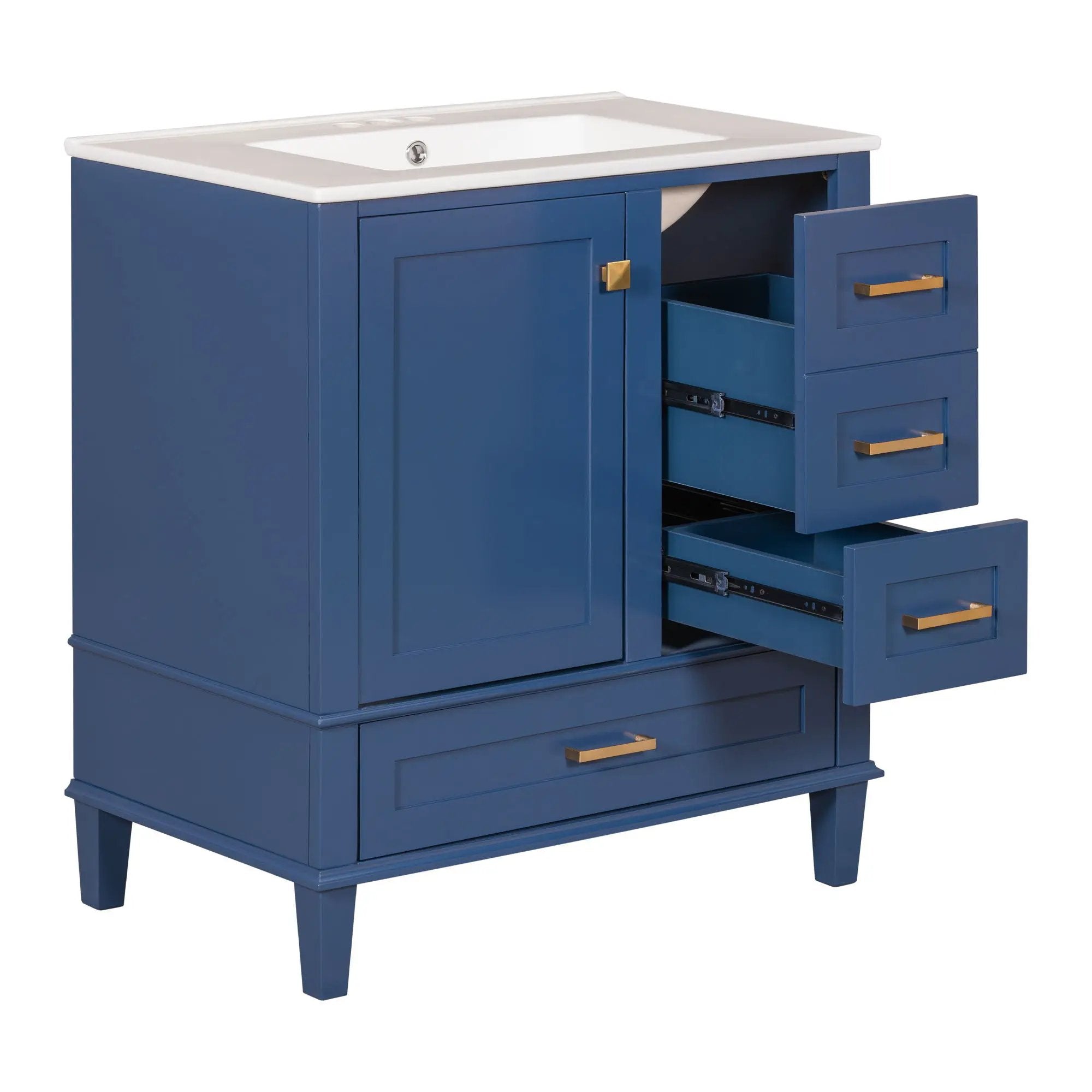 Bathroom Vanity, Modern Bathroom Cabinet With Sink Combo Set, Bathroom Storage Cabinet With A Soft Closing Door And 3 Drawers, Solid Wood Frame by HouseOfZazla