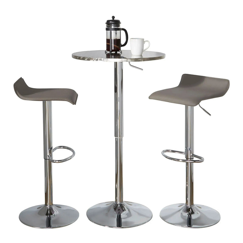 Ale - 3 Piece Bar Set Bistro Round Contemporary Adjustable Oval Footrest by HouseOfZazla