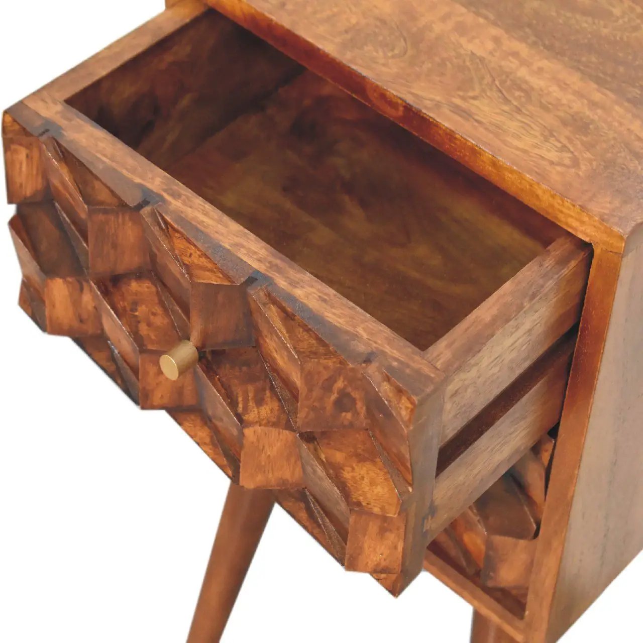 Mini Cube Carved 2 Drawer Nightstand by HouseOfZazla