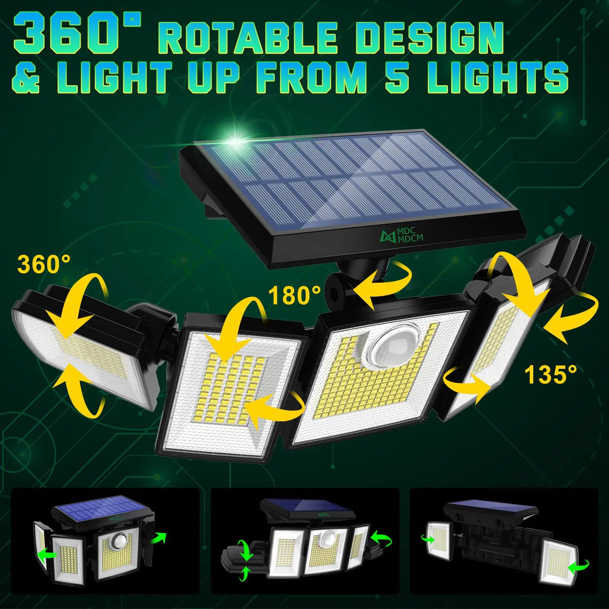 250W Solar Lights Outdoor Waterproof Flood Security Motion Sensor - 496 LEDs 3000 Lumens 360° Illumination- 2Pack by Outdoor Solar Outlet