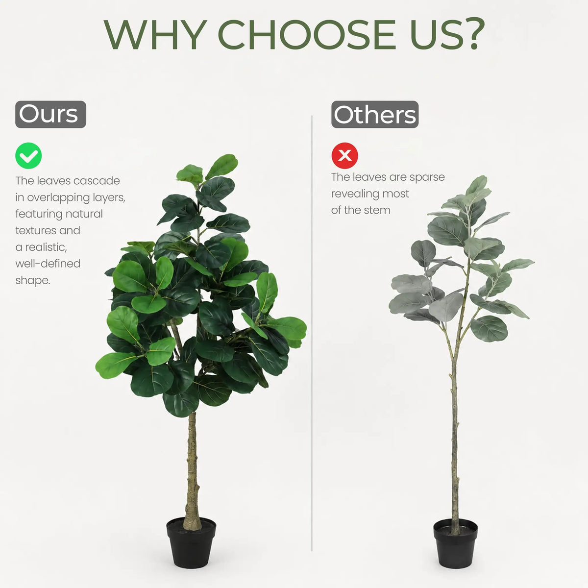 Artificial Fiddle Leaf Fig Tree 5.5FT with Planter by HouseOfZazla