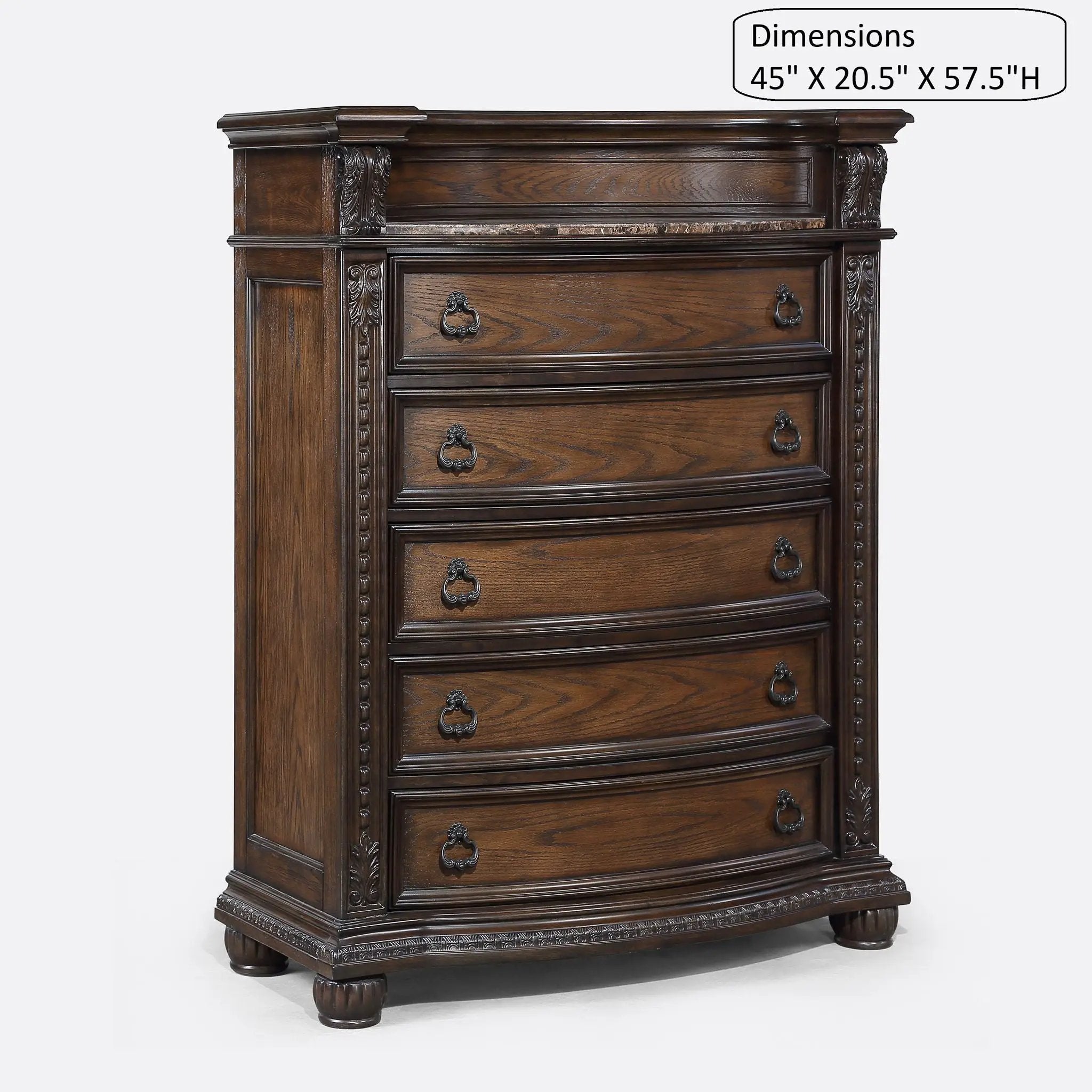 5 Drawer Tall Chest - Brown / Coffee by Unique Piece Furniture