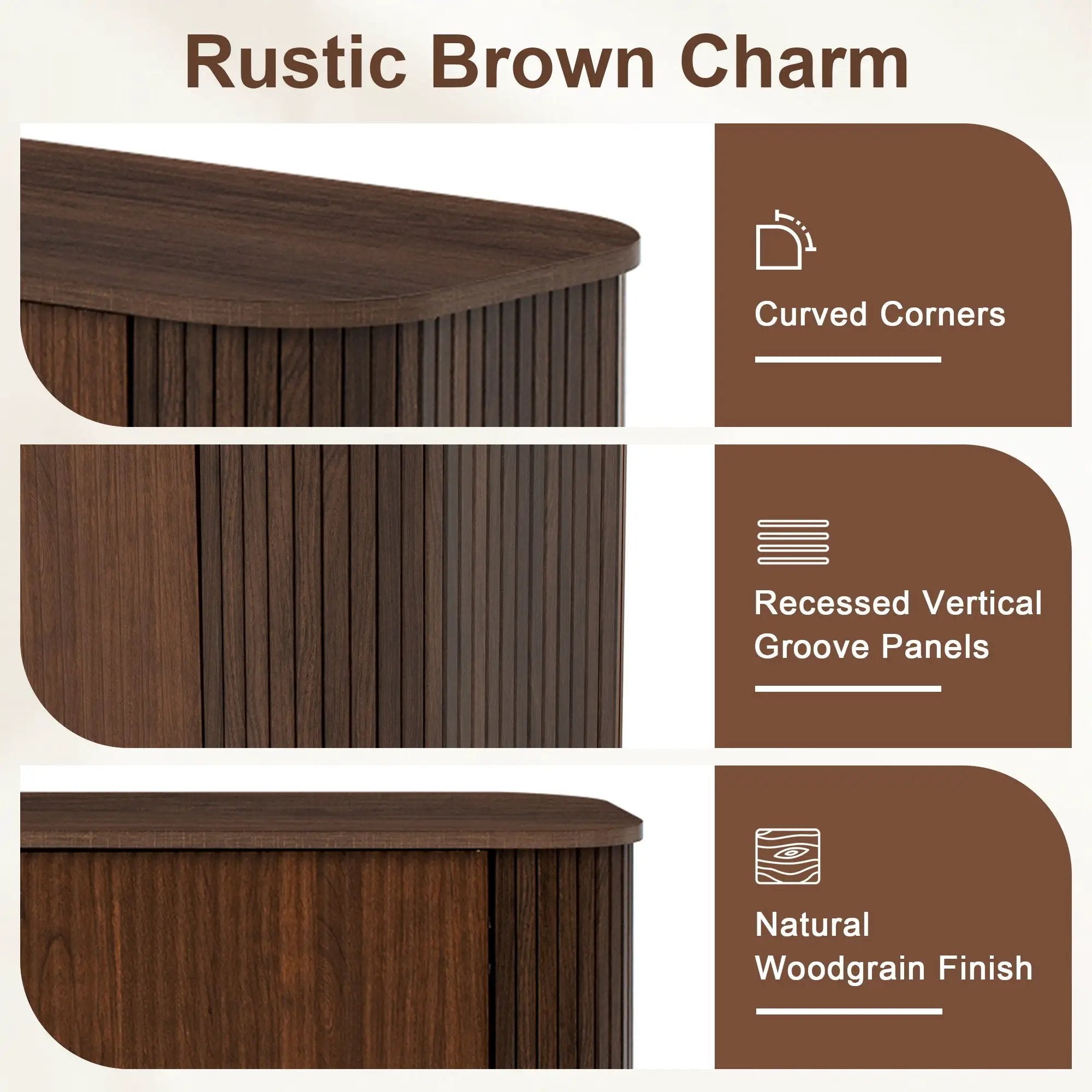 70" TV Stand With Ample Storage, Curved Corners - Dark Brown