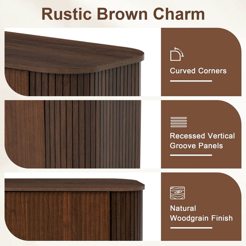 70" TV Stand With Ample Storage, Curved Corners - Dark Brown by Unique Piece Furniture