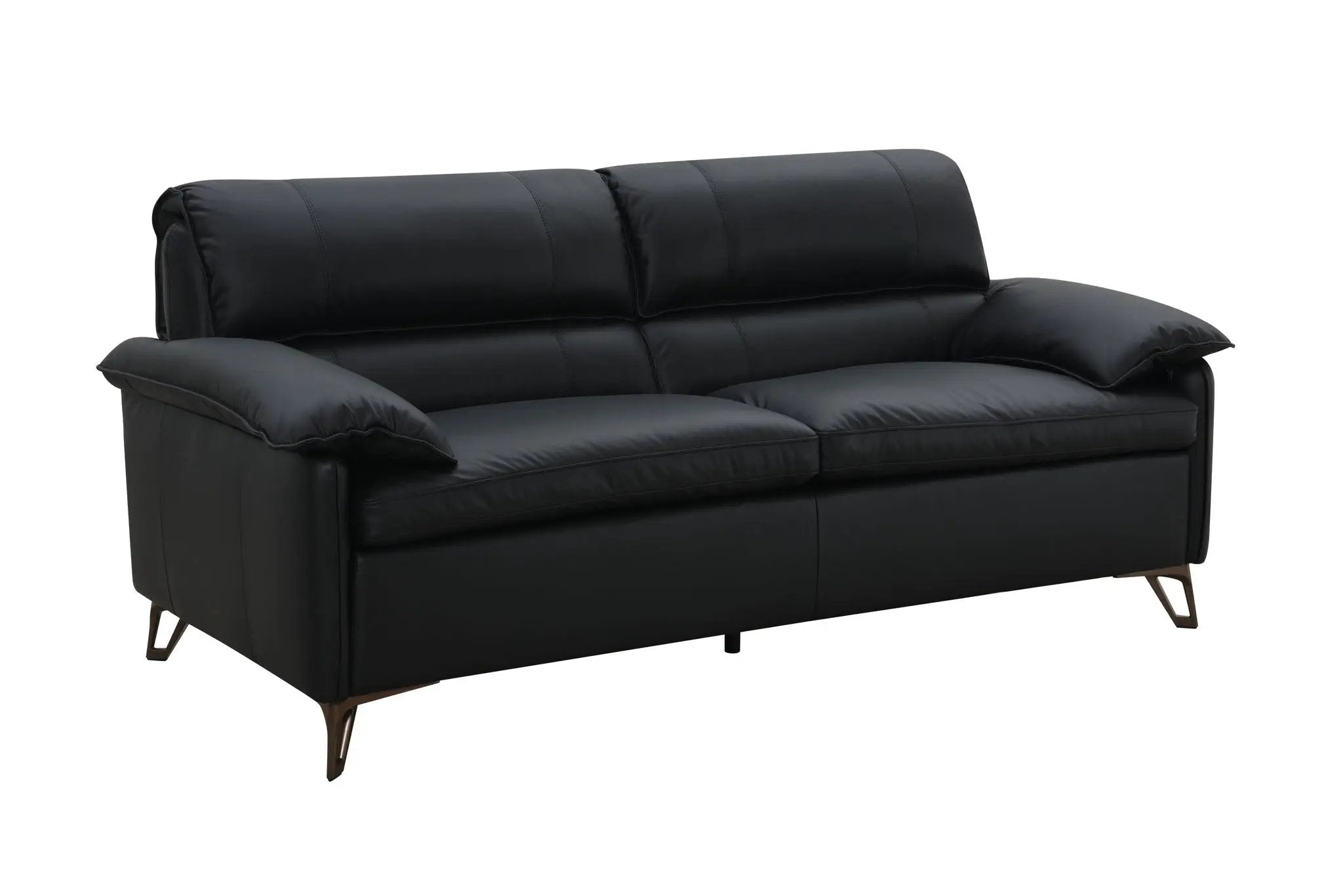 Eilene - Top Grain Leather Loveseat - Black by HouseOfZazla