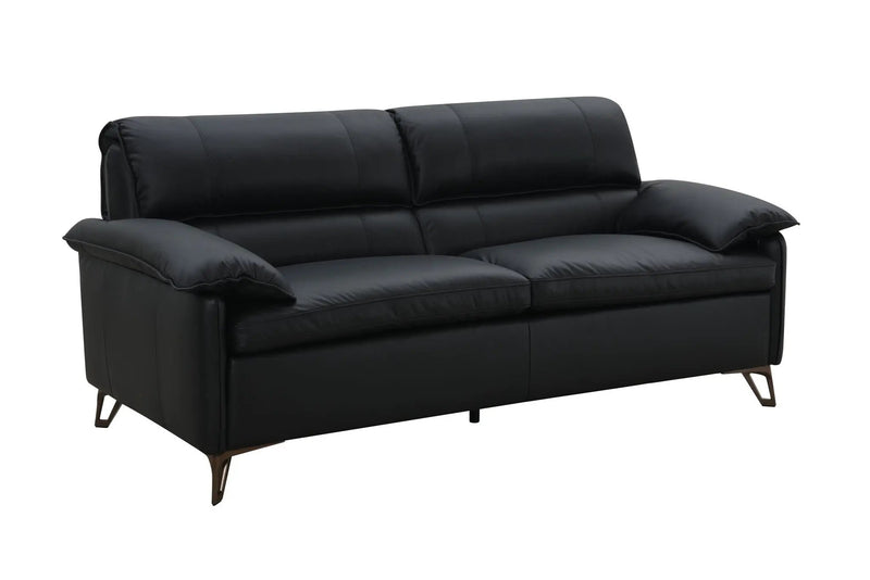 Eilene - Top Grain Leather Loveseat - Black by HouseOfZazla