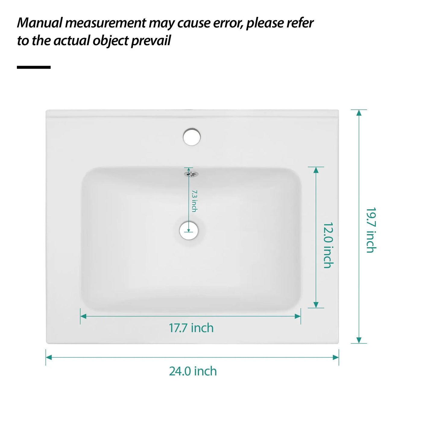 Rectangular Single Vanity Top With 1 Faucet Hole And Overflow Ceramic by HouseOfZazla