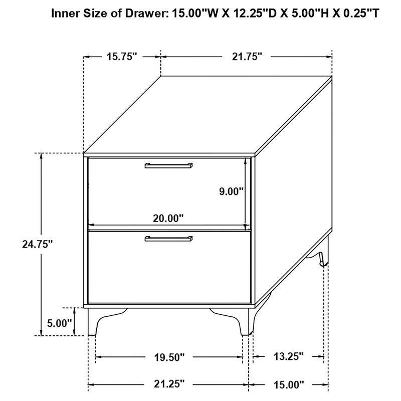 Karena - 2 Drawer Rectangular Nightstand - White by HouseOfZazla