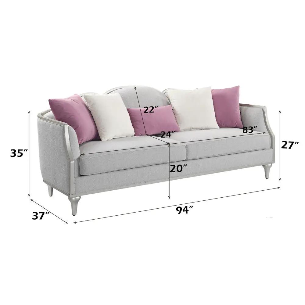 Kasa - Sofa With 5 Pillows - Beige Linen & Champagne by Unique Piece Furniture