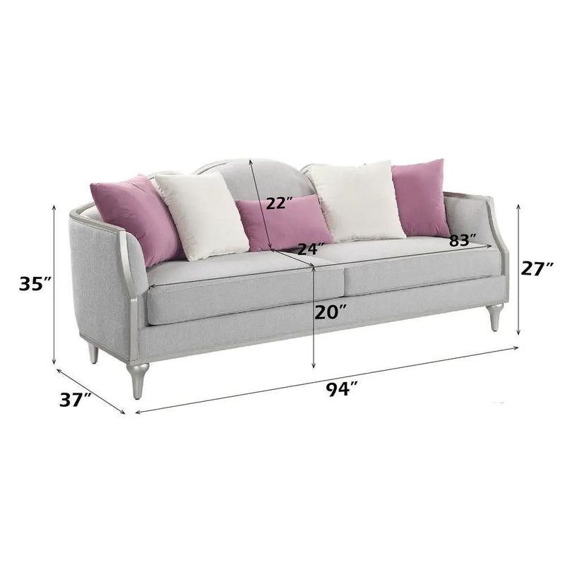 Kasa - Sofa With 5 Pillows - Beige Linen & Champagne by Unique Piece Furniture
