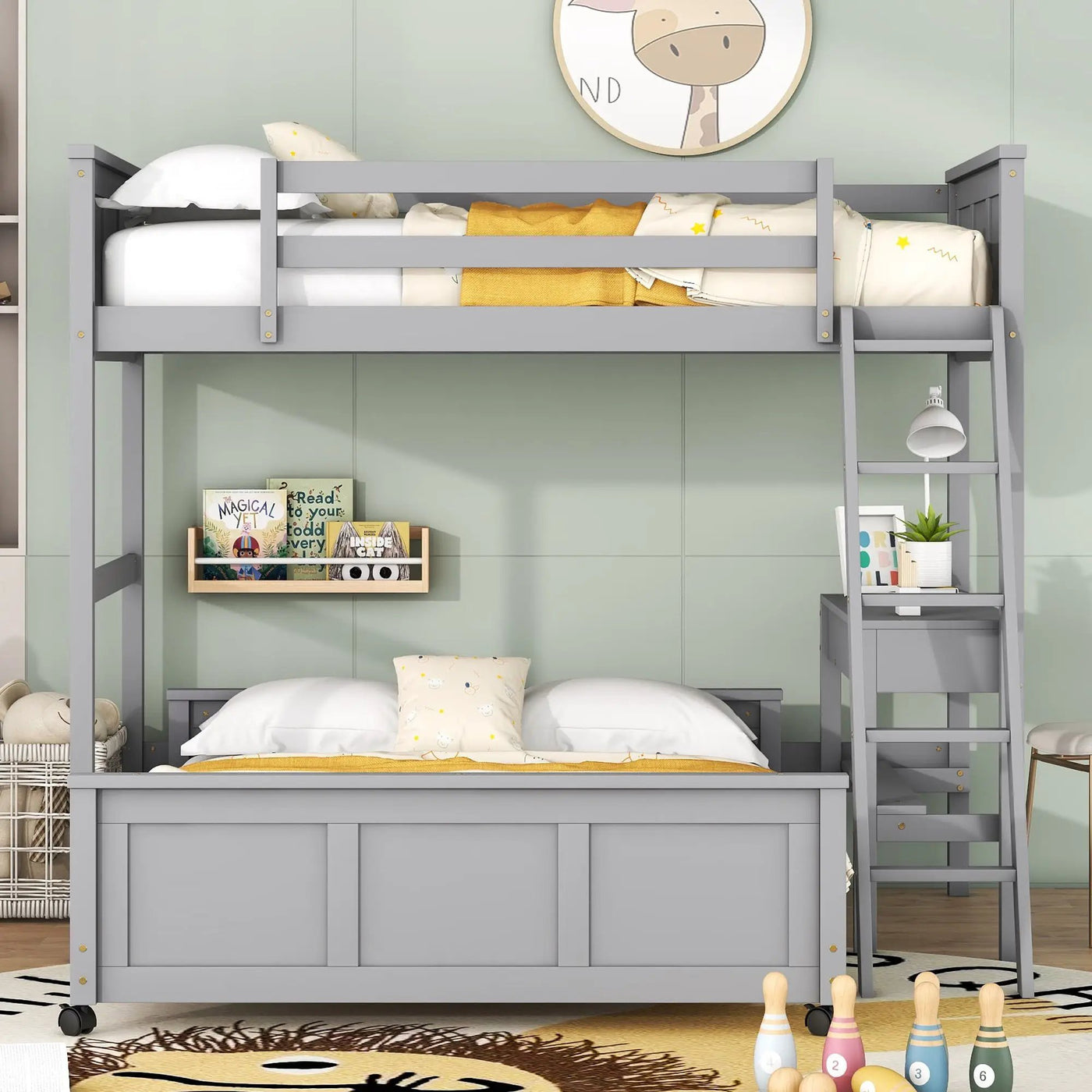 Full Over Full Bunk Bed With Desk by Unique Piece Furniture
