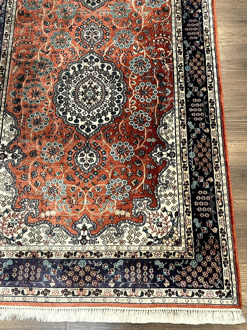 Turkish Silk Runner Rug 3x8, Short Runner Rug, Red, Floral Medallions, Very Fine 360 KPSI, 3 x 8 Runner by Jewel Rugs